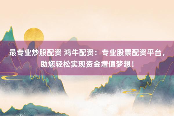 最专业炒股配资 鸿牛配资：专业股票配资平台，助您轻松实现资金增值梦想！