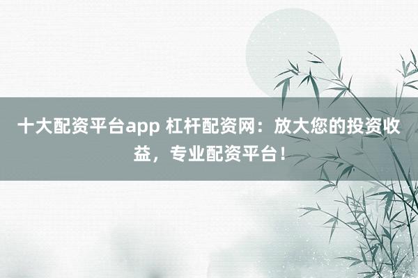 十大配资平台app 杠杆配资网：放大您的投资收益，专业配资平台！
