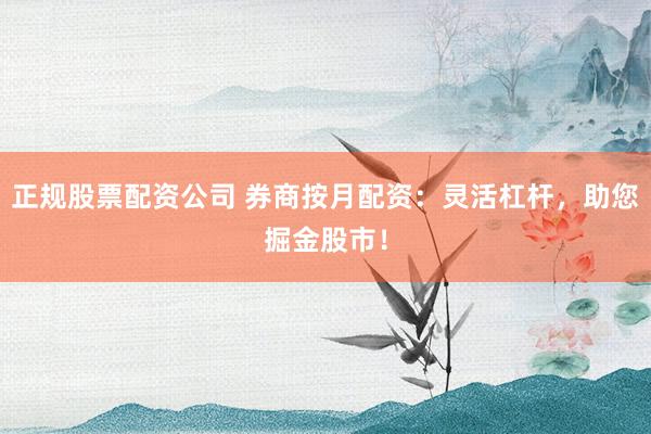 正规股票配资公司 券商按月配资：灵活杠杆，助您掘金股市！