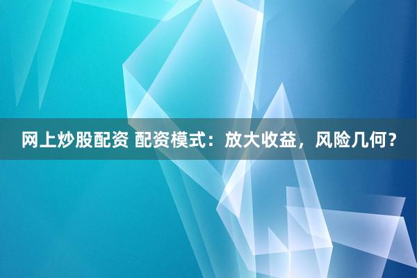 网上炒股配资 配资模式：放大收益，风险几何？