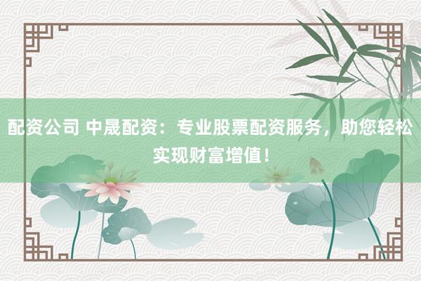 配资公司 中晟配资：专业股票配资服务，助您轻松实现财富增值！