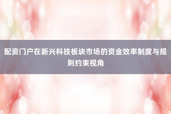 配资门户在新兴科技板块市场的资金效率制度与规则约束视角