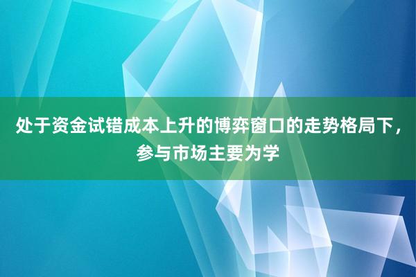 处于资金试错成本上升的博弈窗口的走势格局下，参与市场主要为学