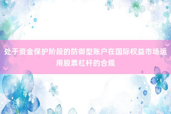 处于资金保护阶段的防御型账户在国际权益市场运用股票杠杆的合规