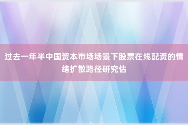 过去一年半中国资本市场场景下股票在线配资的情绪扩散路径研究估