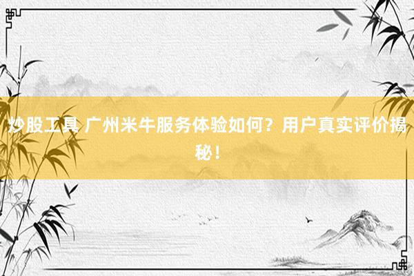 炒股工具 广州米牛服务体验如何？用户真实评价揭秘！