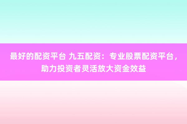 最好的配资平台 九五配资：专业股票配资平台，助力投资者灵活放大资金效益